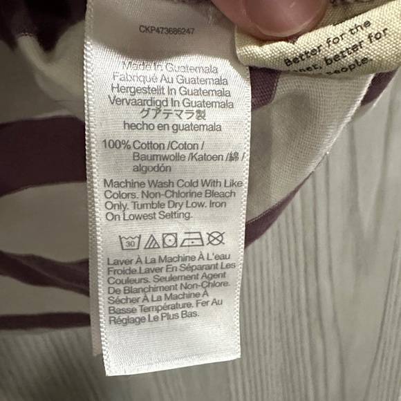 Madewell Lavender and White Striped Tee with Brown Collar - Picture 3 of 3